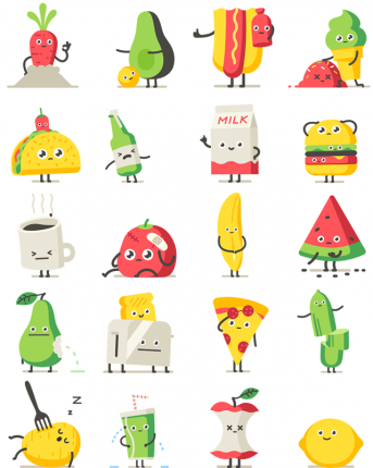 Moody foodies facebook stickers